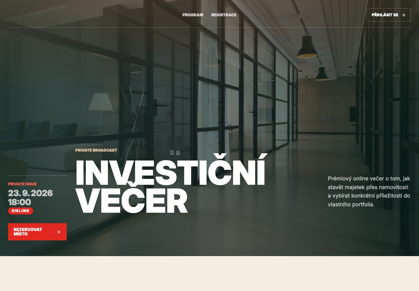 Náhled webu Investiční večer